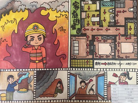 扎旗消防开展 家庭消防疏散逃生路线图 绘画作品征集活动